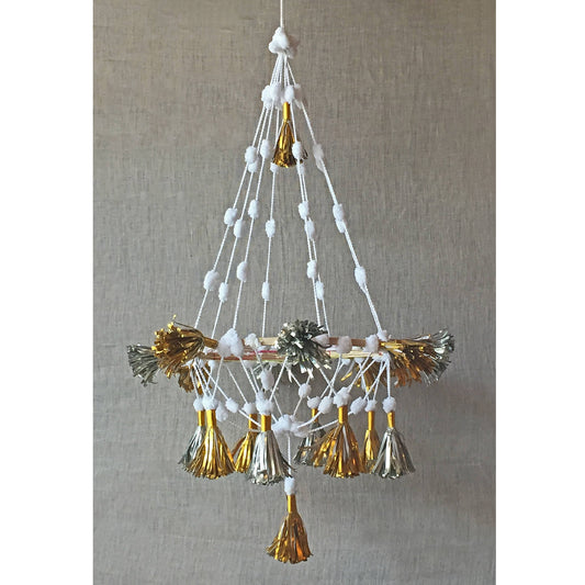 Metallic Paper & Pom Pom Chandelier