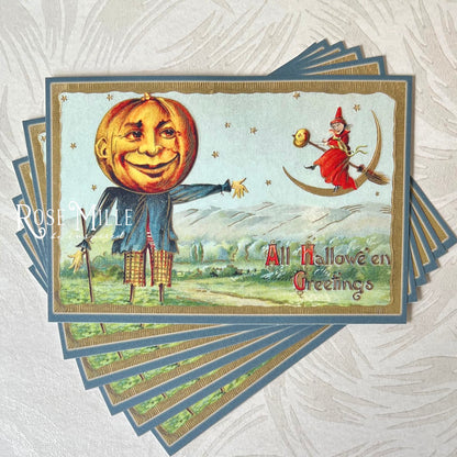 Pumpkin Scarecrow with Witch - Layering PostCards