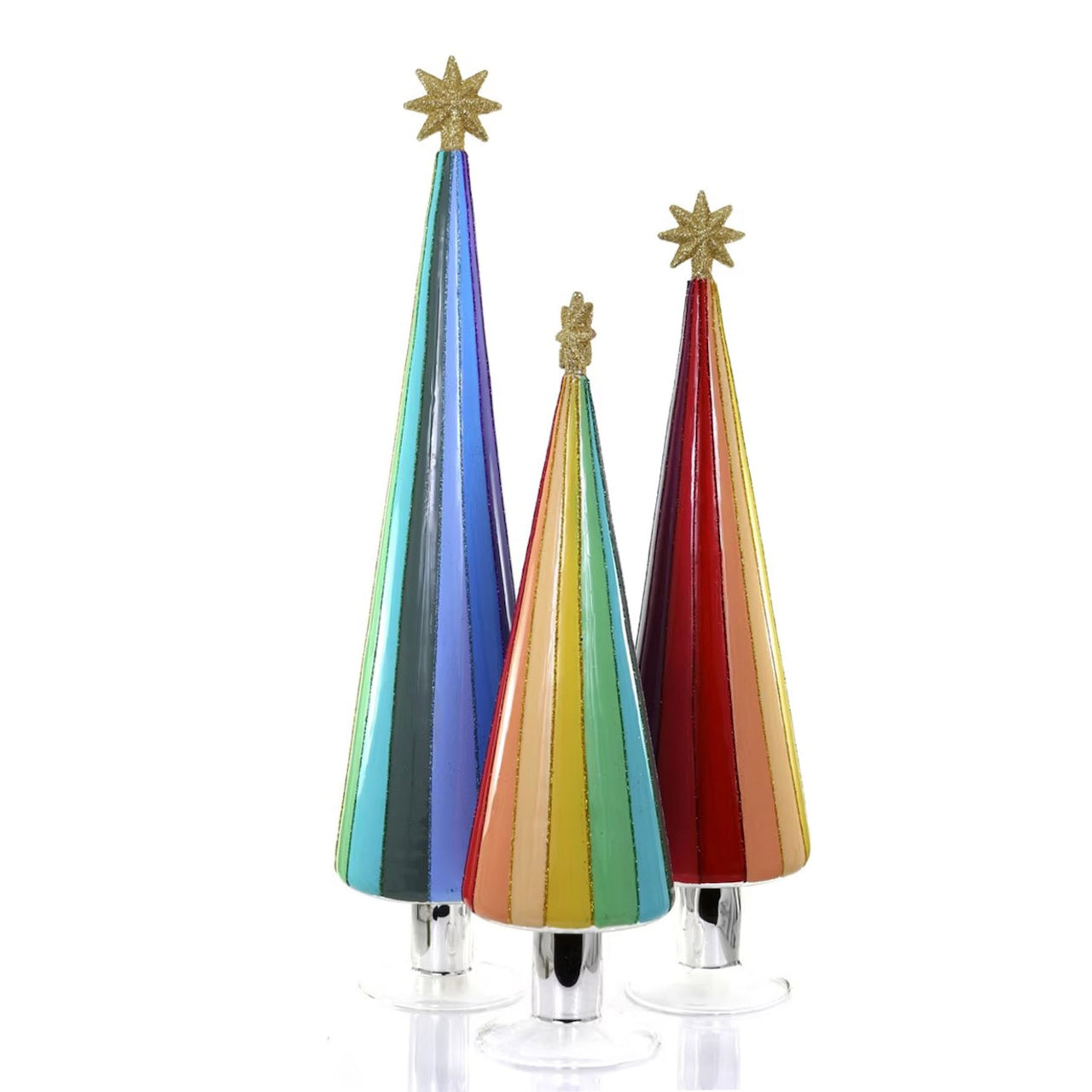 Rainbow Stripe Glass Trees – Rose Mille