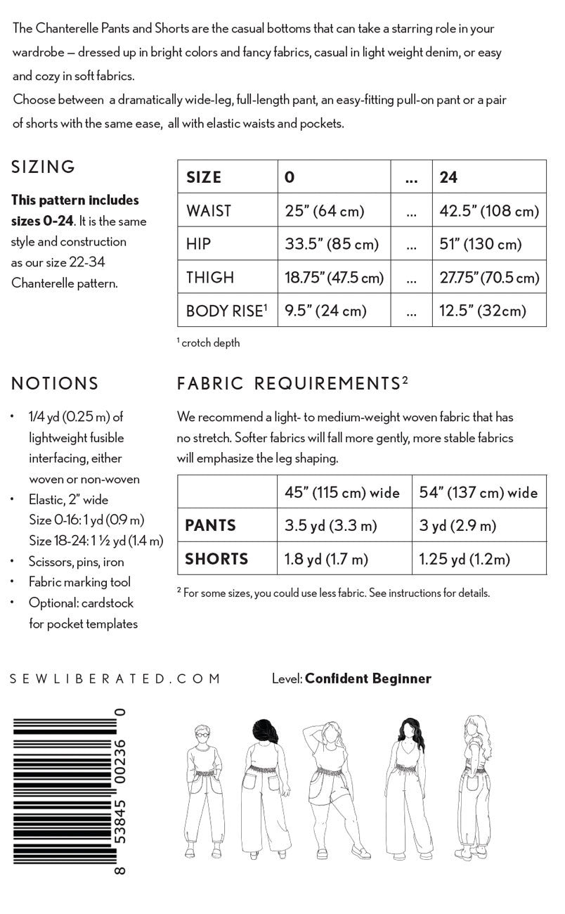 Chanterelle Pants & Shorts Pattern by Sew Liberated