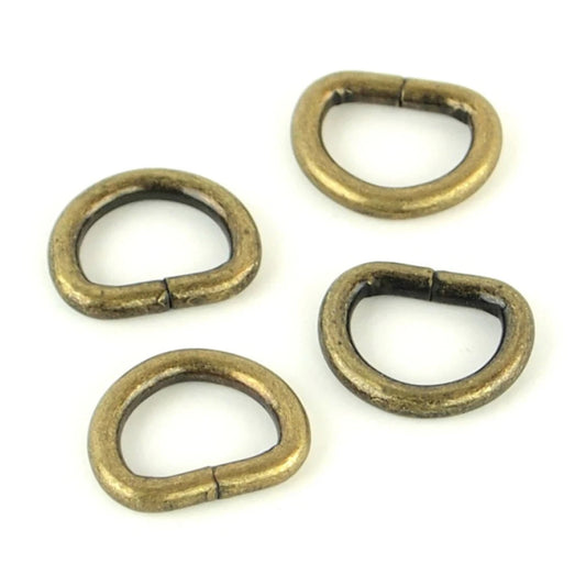 Set of Four D-Rings 1/2" Antique Gold