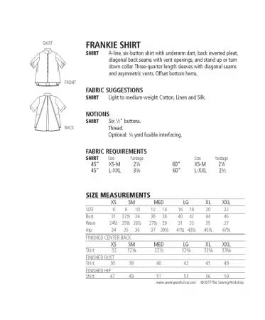 Frankie Shirt Pattern by The Sewing Workshop