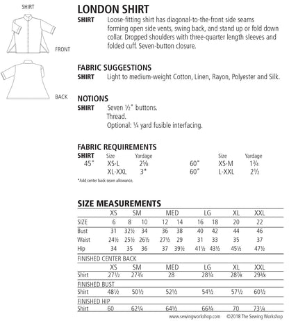 London Shirt Pattern by The Sewing Workshop