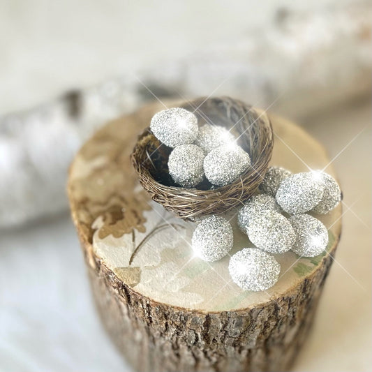 Tiny Glass Glittered Eggs