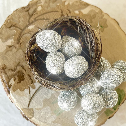 Tiny Glass Glittered Eggs