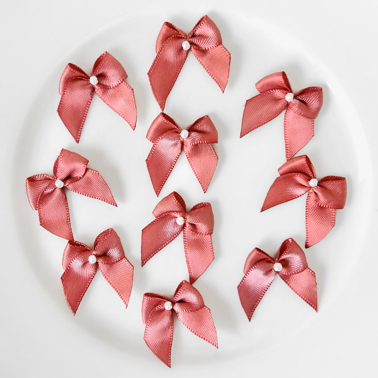 Little Satin Bows With Pearl Center - Vintage - Multiple Colors