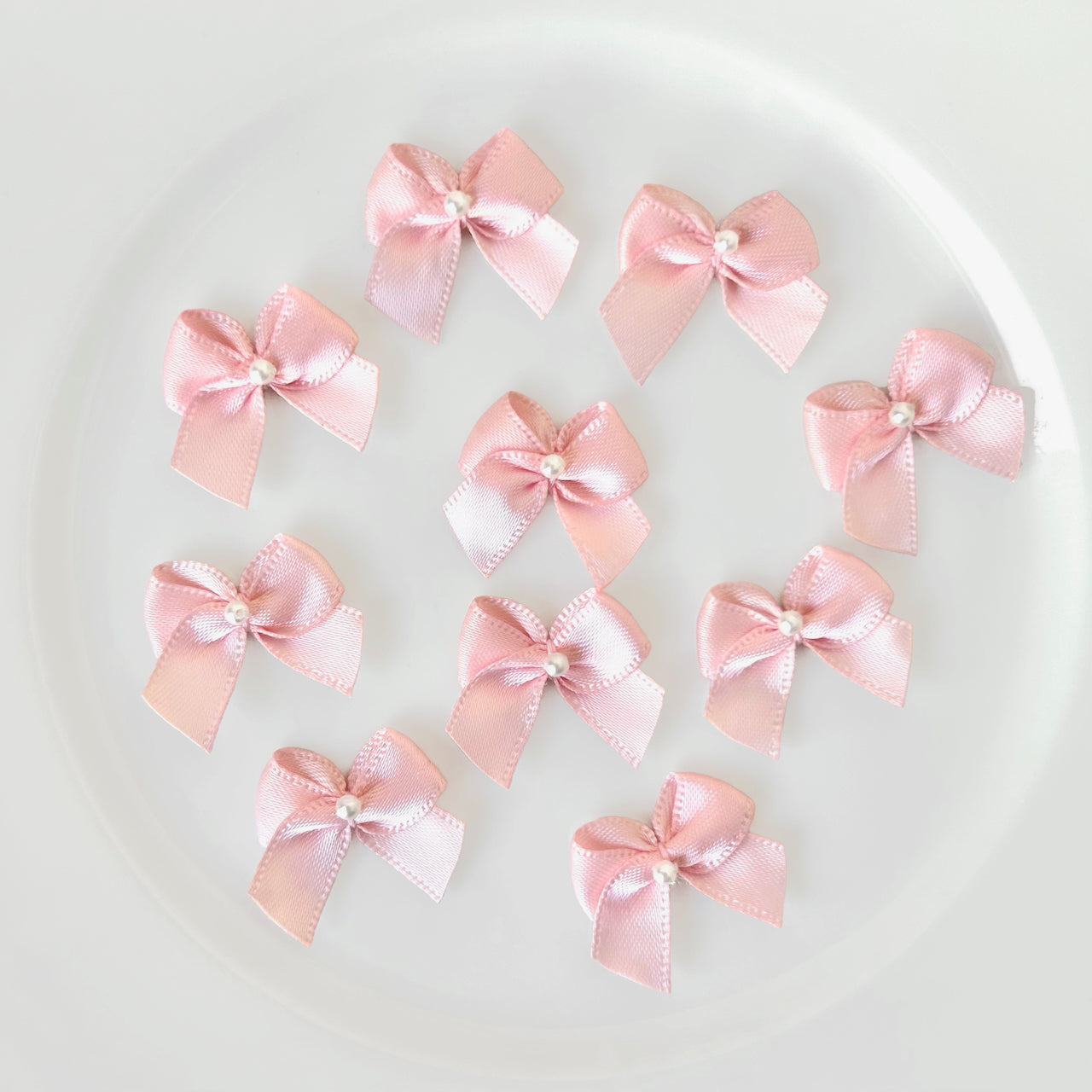 Little Satin Bows With Pearl Center - Vintage - Multiple Colors