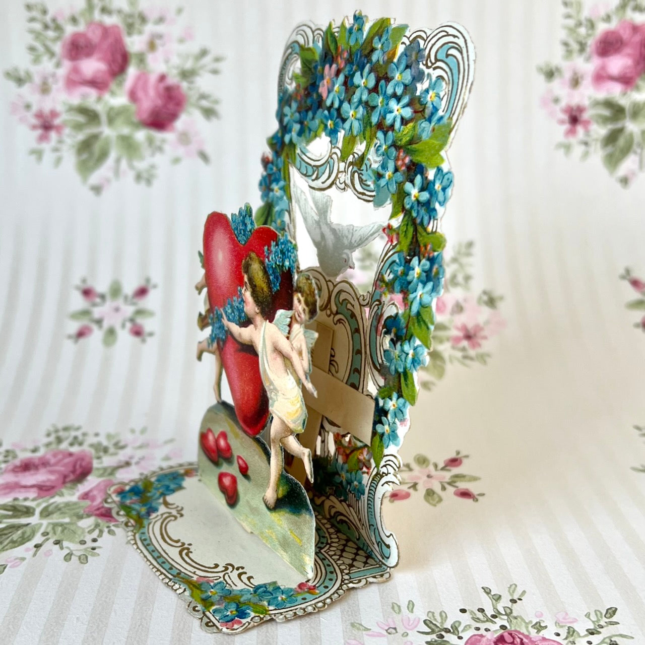 Vintage Valentine 3D Card - Cupid's Heart