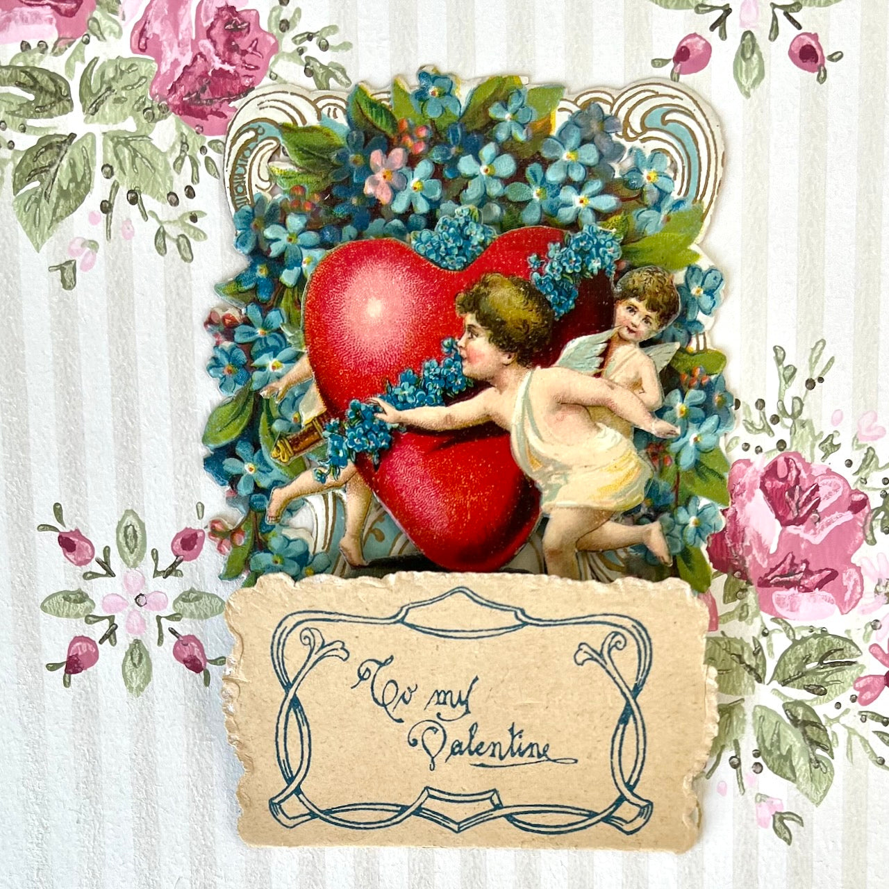 Vintage Valentine 3D Card - Cupid's Heart