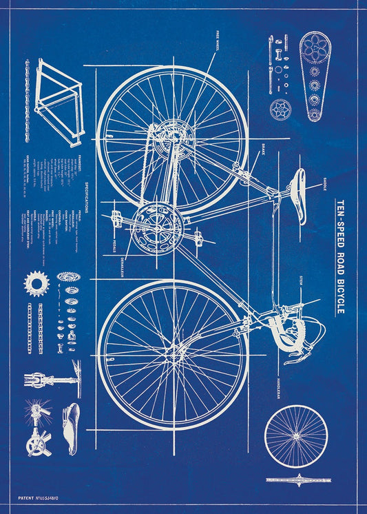 Bicycle Blueprint -  Cavallini Wrap & Poster