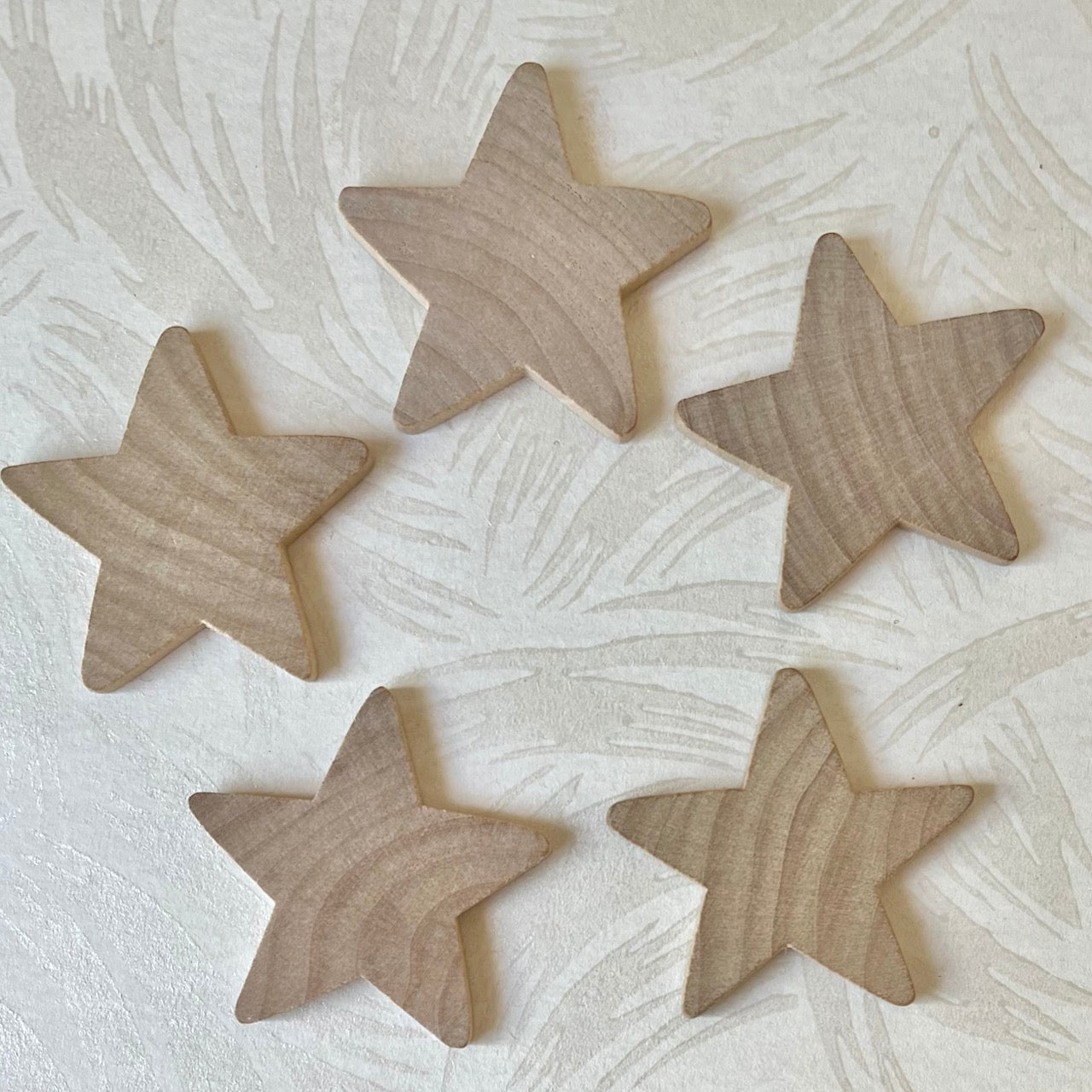 Rounded 2 Inch Wood Stars - Set of 5