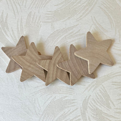 Rounded 2 Inch Wood Stars - Set of 5