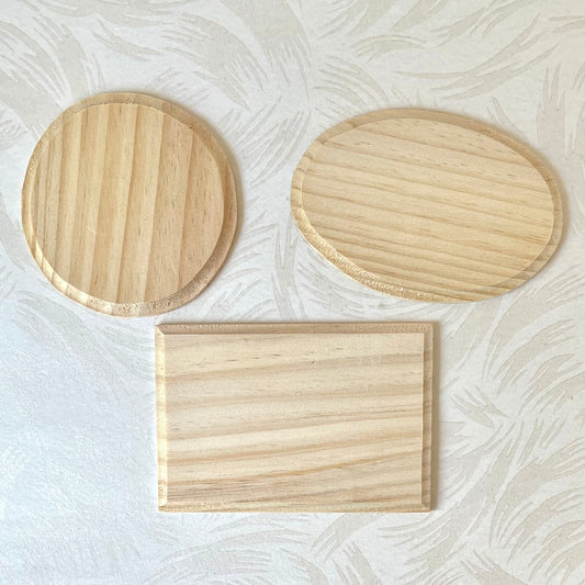 Set of 3 Small Plain Wood Plaques