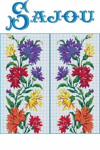 Cross Stitch Pattern - Flowers, by Sajou France