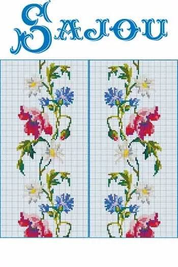 Cross Stitch Pattern - Flowers, by Sajou France