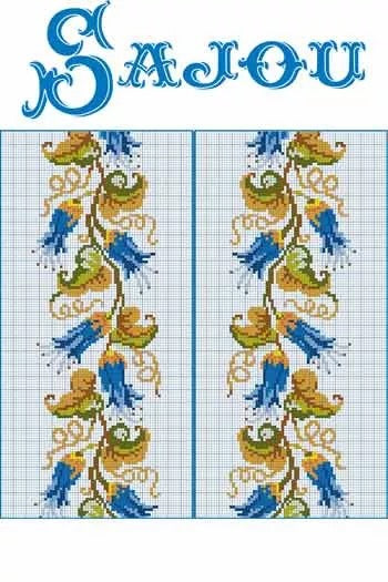 Cross Stitch Pattern - Flowers, by Sajou France