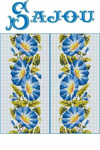 Cross Stitch Pattern - Flowers, by Sajou France