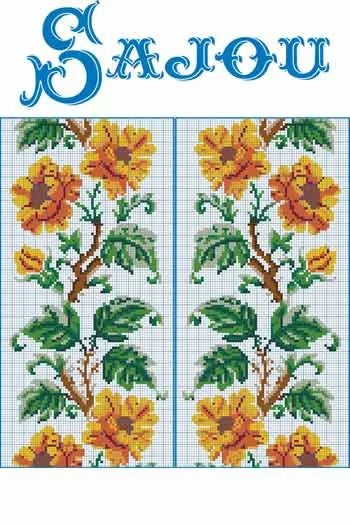 Cross Stitch Pattern - Flowers, by Sajou France