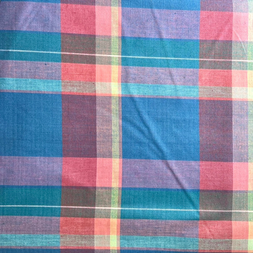 Large Plaid Madras Fabric - Vintage