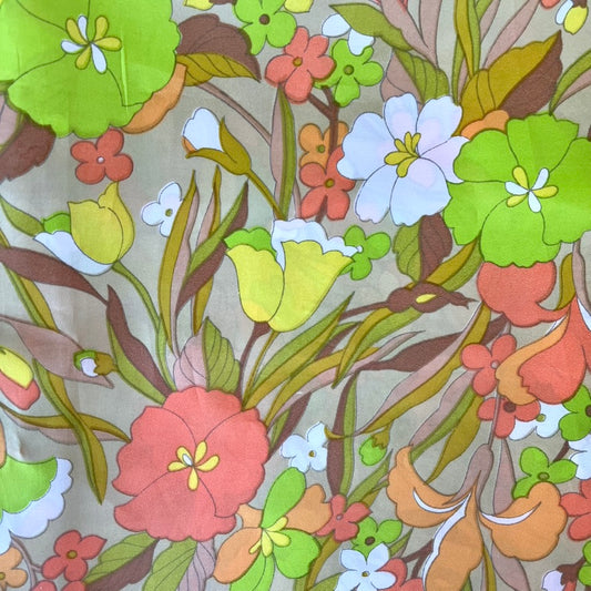 1970S Floral Fabric by Rachael Taylor Studios Cotton/ Polyester/ Jersey/  Canvas/ Digital Printed Retro, Vintage, Orange -  Canada