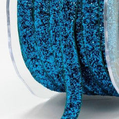 Blue turquoise 3/8" velvet metallic ribbon