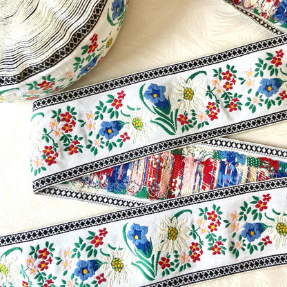 Wide Floral Jacquard Ribbon - 3.75 Inch