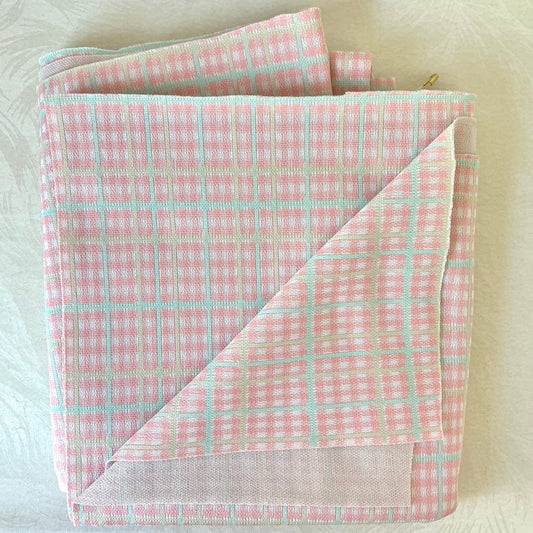 Pink & Aqua Plaid Double-Knit Fabric