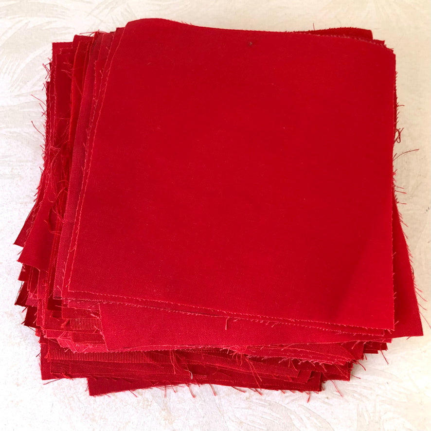 Red Cotton Fabric Quilt Squares