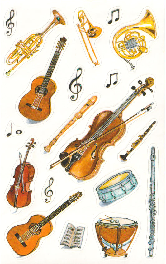 Glittered Musical Instruments - Stickers
