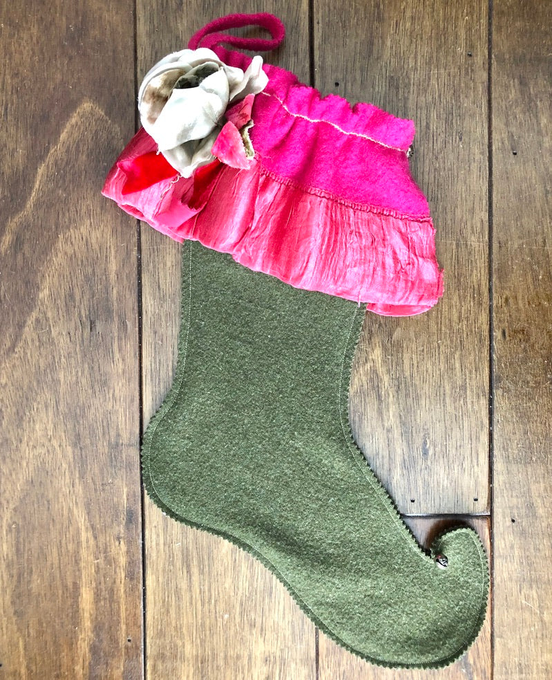 Fuchsia Vintage Wool Christmas Stockings