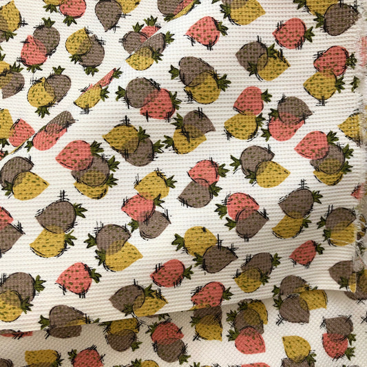 Cotton Pique Strawberry Fabric - Vintage