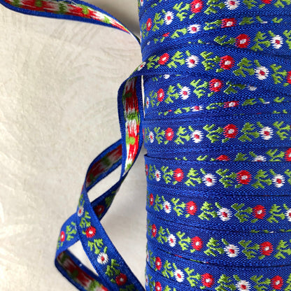 Narrow Embroidered Floral Ribbon Trim - Vintage - Multiple Colorways