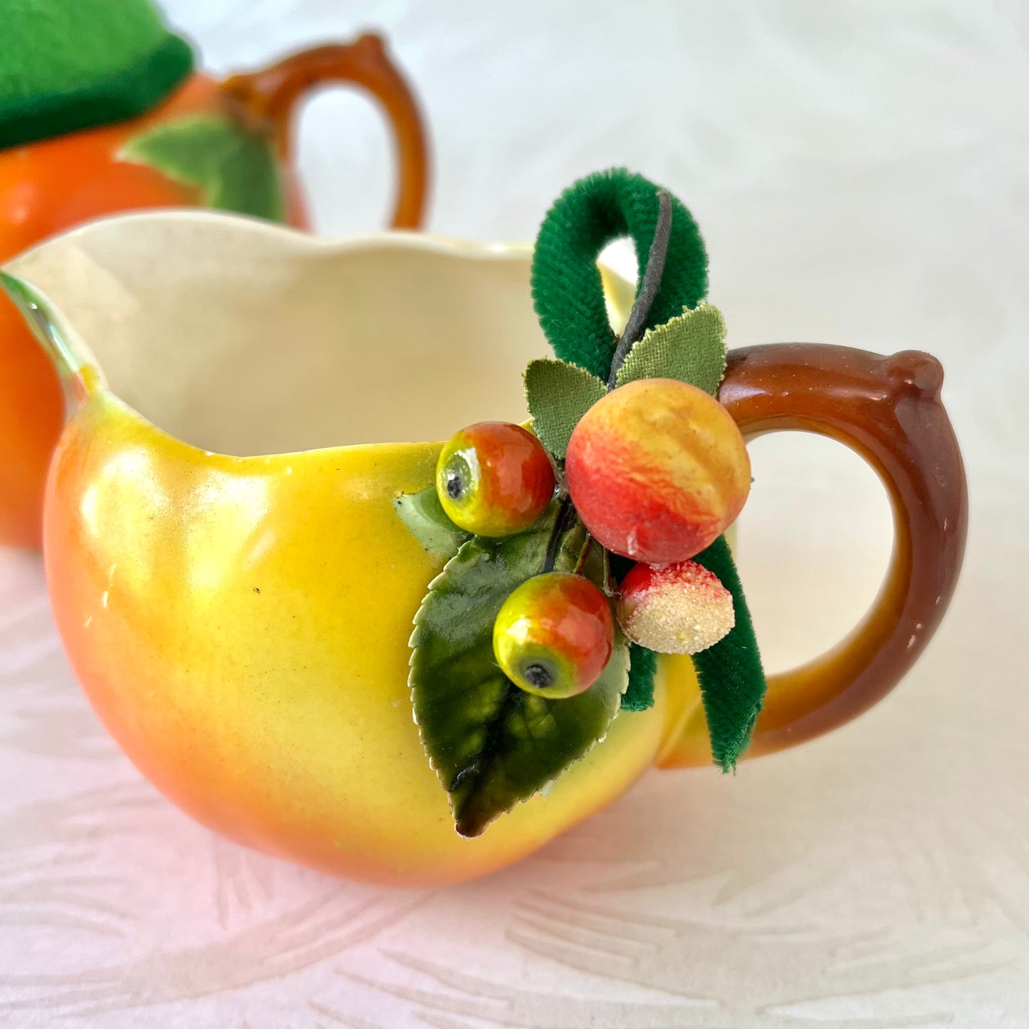 Antique Peaches Sugar & Creamer Sewing Notions