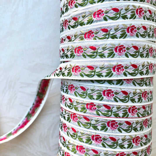 Narrow Rose Vine Jacquard - Vintage
