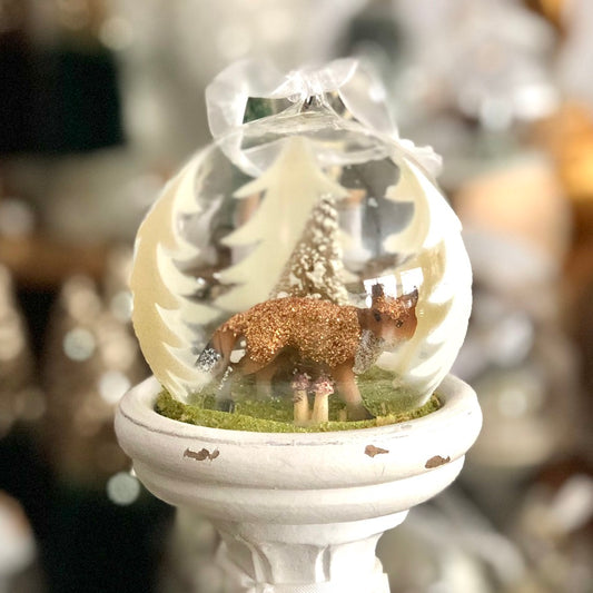 Glass Globe Ornament, Forest Fox