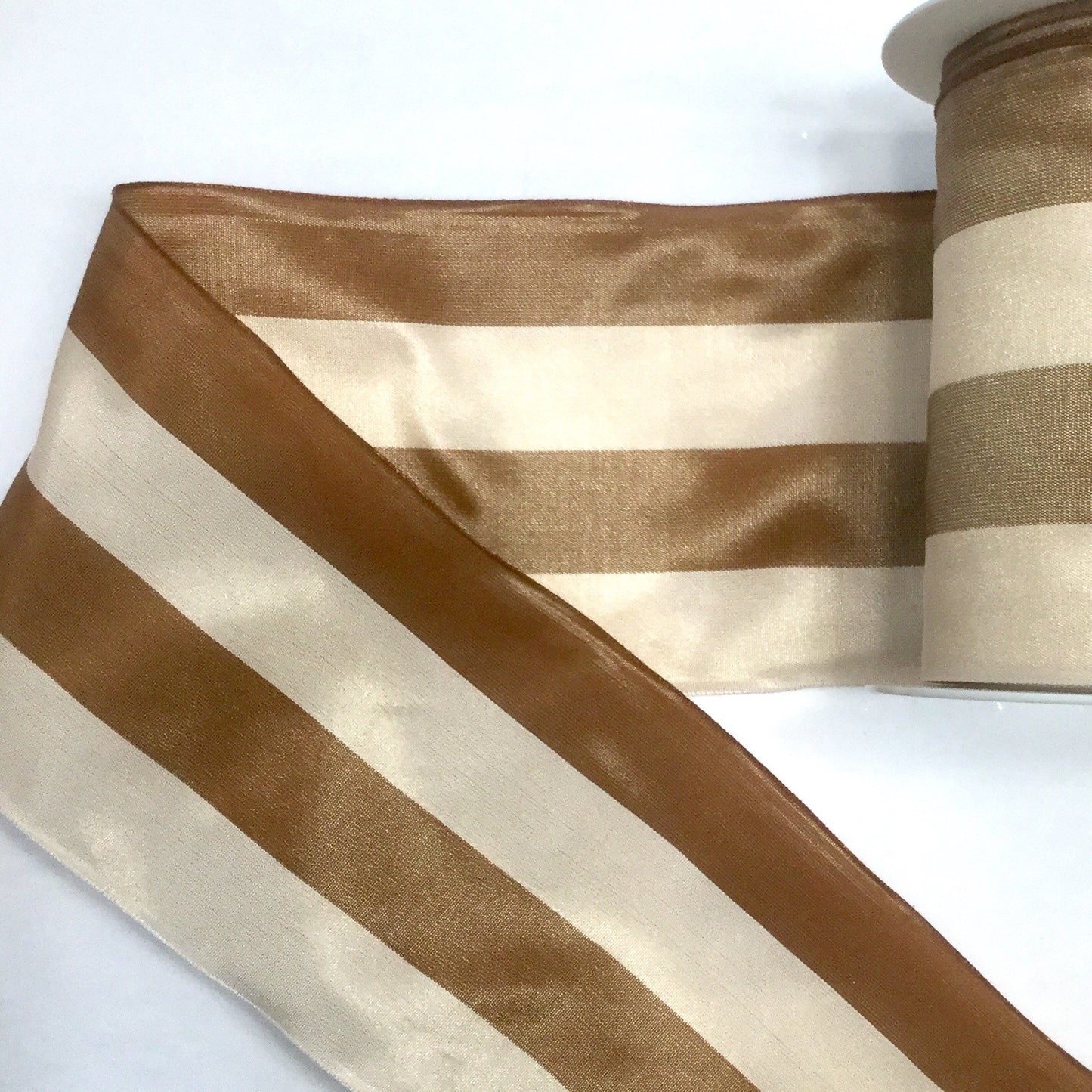 Wide Two-Tone Stripe Wired Taffeta Ribbon