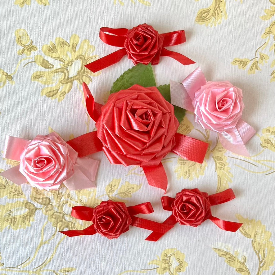 Orange Roses Ribbons Rolled Ribbon Roses - Vintage – Rose Mille