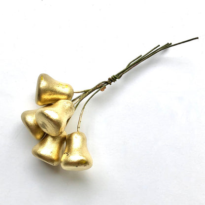Gold Spun Cotton Bells on Wire