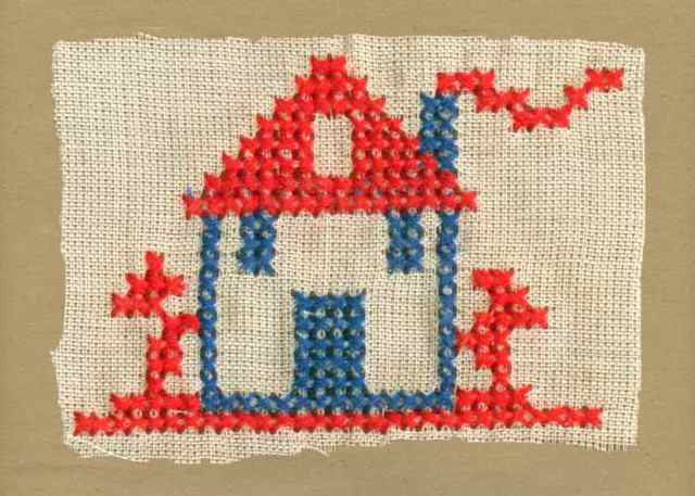 Red_Navy_Vintage_Applique_Cross_Stitch_House