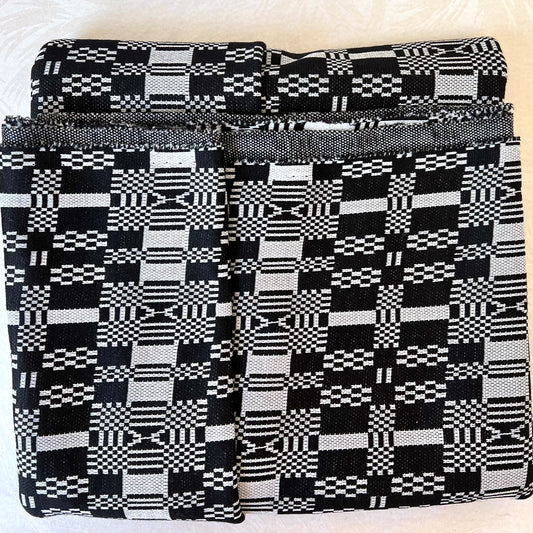 Black & White Geometric Double-Knit Fabric
