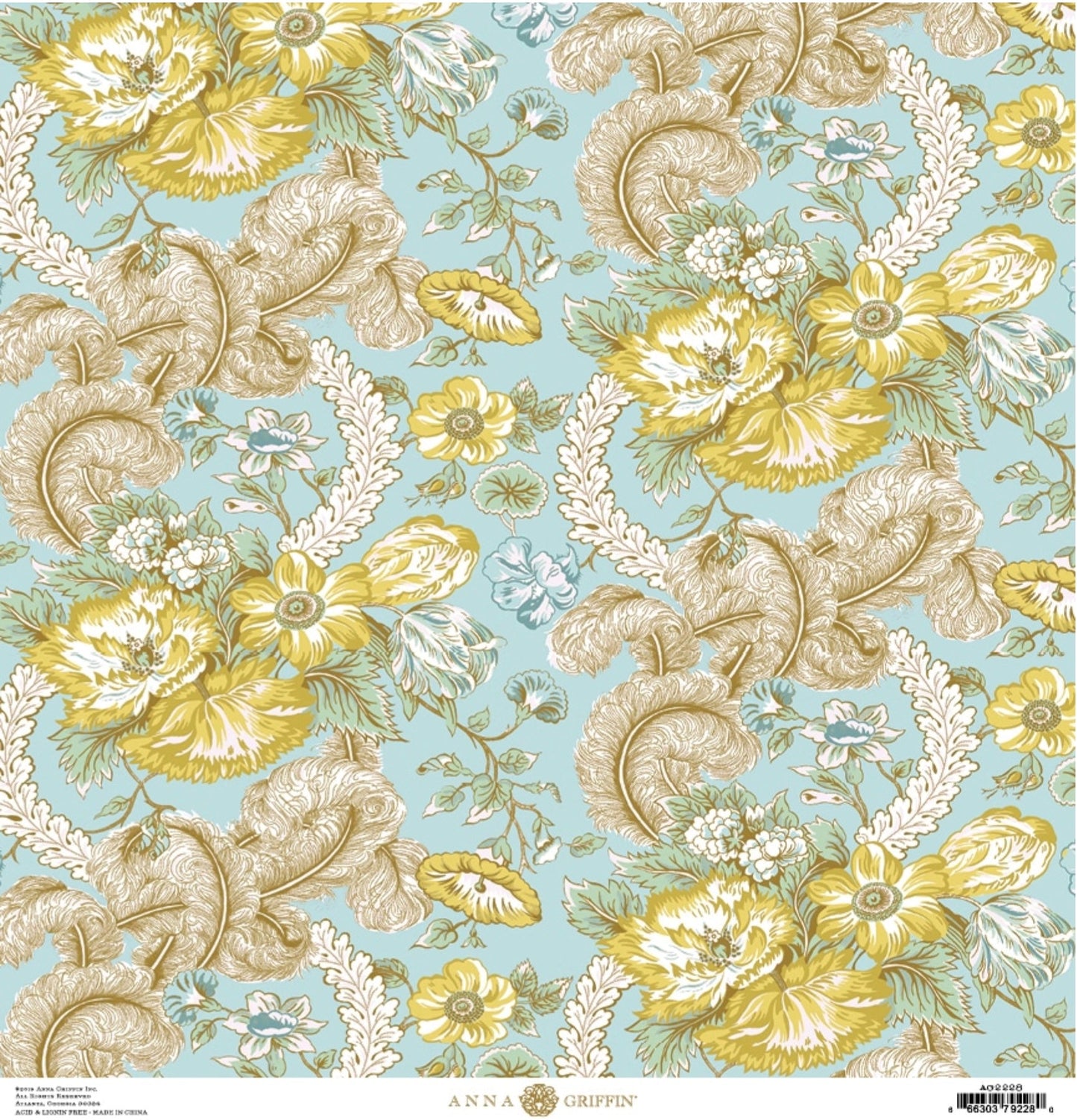Floral Feather Blue - Anna Griffin Scrapbook Papers