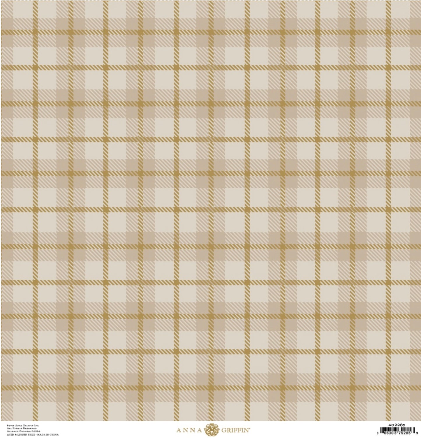 Grey Gold Wallace Plaid - Anna Griffin Cardstock