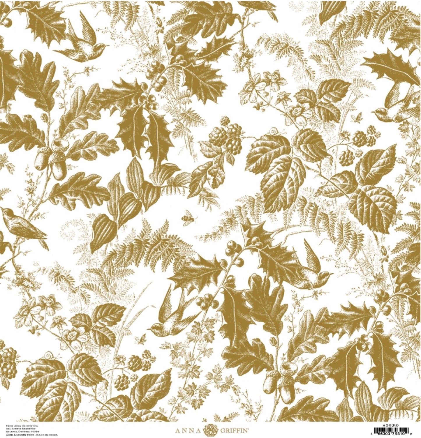 Gold Botanical - Anna Griffin Scrapbook Papers