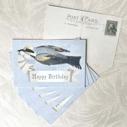 Blue Banner Bird - Layering Post Cards