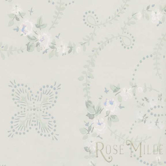 Rosebud Garland in Green - Signature Vintage Scrapbook Papers