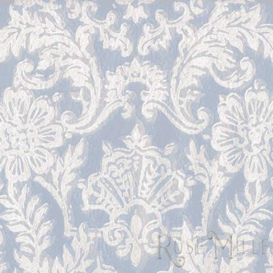 Shell Flourish in Blue - Signature Vintage Scrapbook Paper