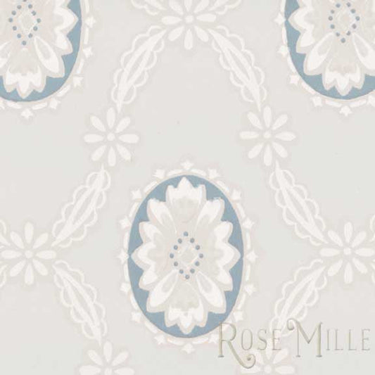 Floral Medallions in Blue - Signature Vintage Scrapbook Papers