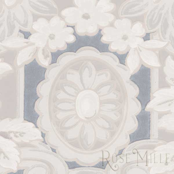 Scallop Floral Frame in Blue - Signature Vintage Scrapbook Papers