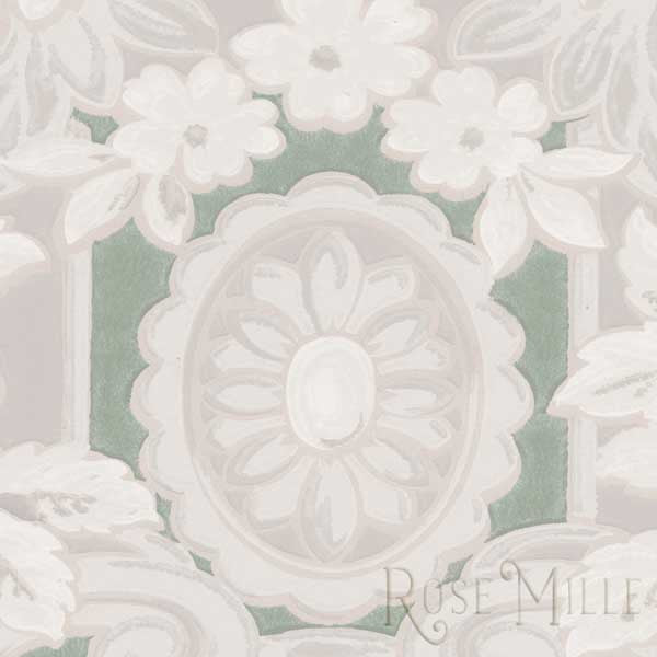 Scallop Floral Frame in Green - Signature Vintage Scrapbook Papers