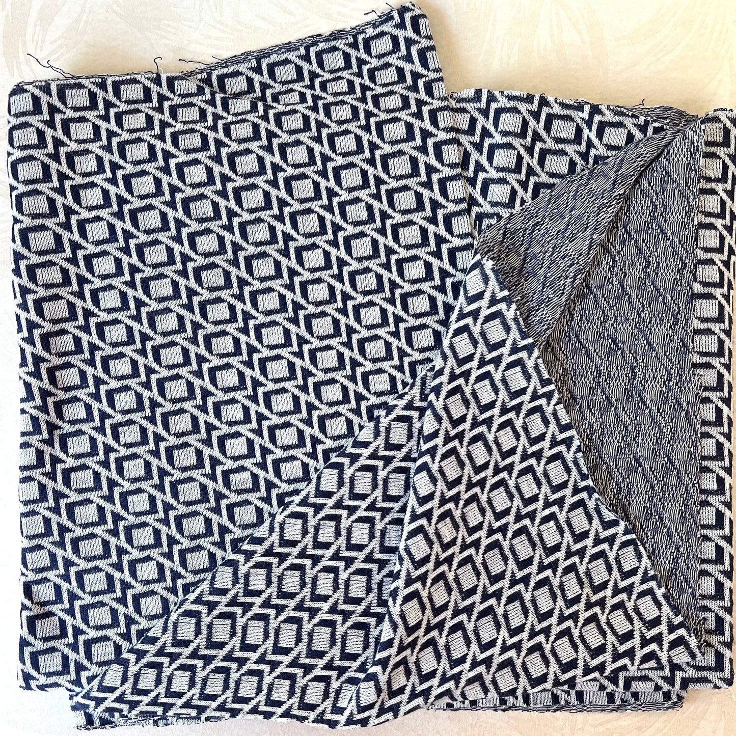 Navy Geometric Double-Knit Fabric